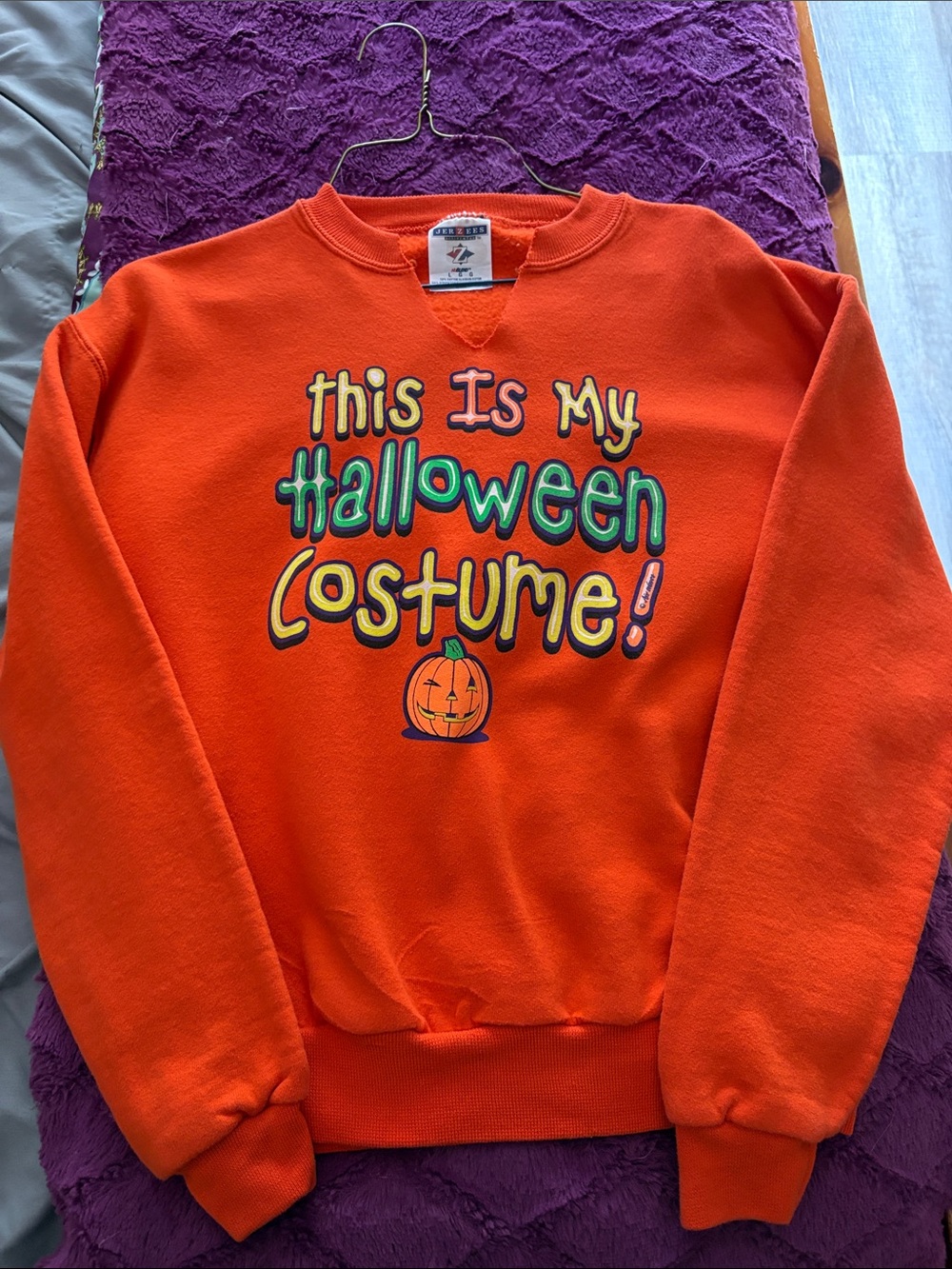 Jerzees Orange Halloween Sweatshirt with Multicolor Graphic